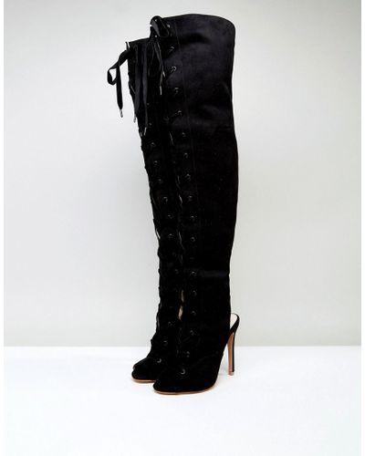 open toe knee high boots