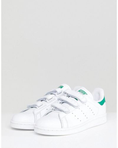 adidas Originals Originals White And Green Velcro Stan Smith Trainers - Lyst