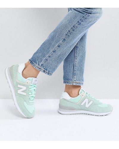 New Balance 574 Suede Trainers In Mint 