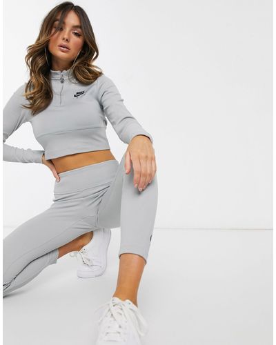 nike air ribbed high neck light beige long sleeve top