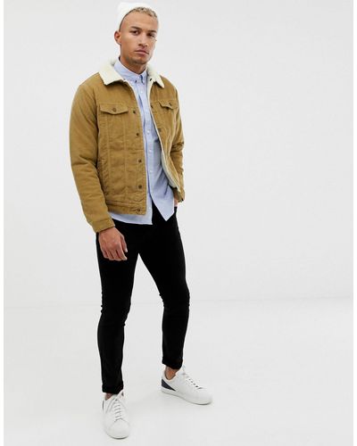 tan borg lined cord jacket