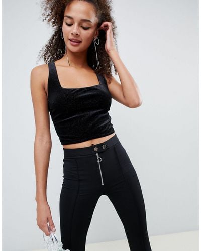 bershka crop top black