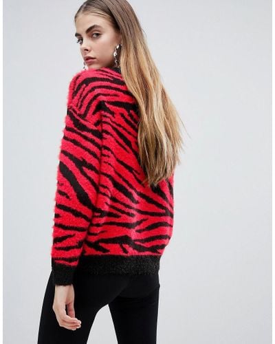 bershka zebra print jumper in lilac