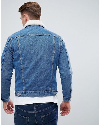new look borg lined denim jacket
