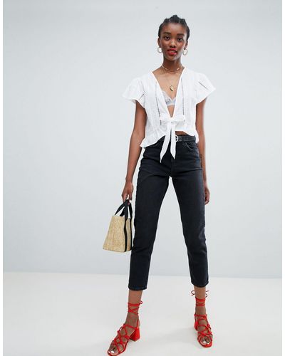New Look Tori Mom Jean in Black | Lyst 