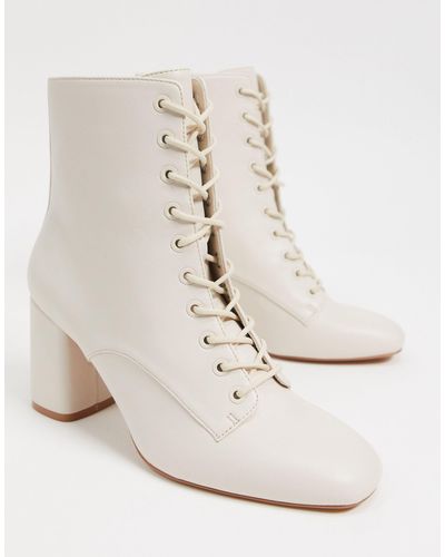 Stradivarius Lace Up Ankle Boots in White | Lyst