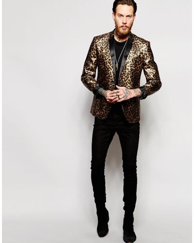 Mens leopard blazer Clearance