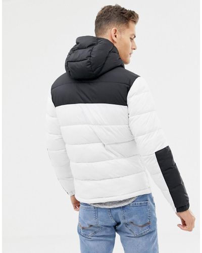 Hollister Hooded Puffer Jacket Icon Logo In White for Men - Lyst