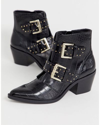 croc buckle boots