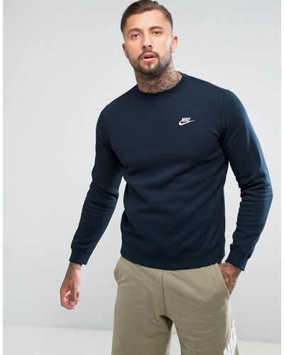 Nike Cotton Club Swoosh Crew Sweatshirt in Navy (Blue) for Men | Lyst  Australia