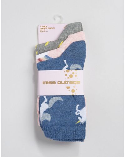 Miss Outrage 3 Pack Cotton Ankle Socks In Unicorn Rainbow Multi Print In Blue Lyst Miss Outrage 3 Pack Cotton Ankle Socks In Unicorn Rainbow Multi Print In Blue Lyst