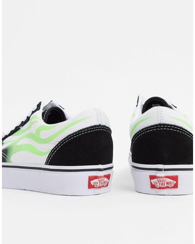 black vans with flames