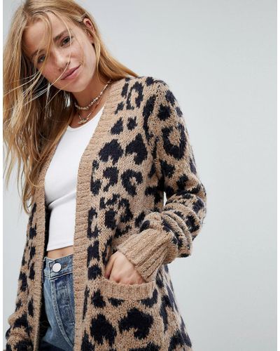 Hollister Leopard Print Knit Cardigan - Lyst
