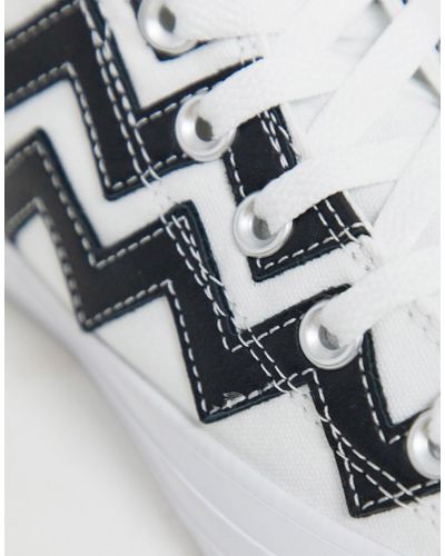 Converse Black And White Zig Zag Chuck Taylor Hi All Star Leather Voltage  Trainers | Lyst