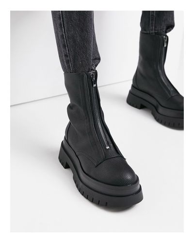 Bershka Hoge Chelsea Boots Met Rits Voor in het Zwart - Lyst