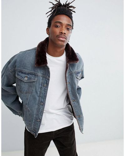 oversized denim jacket fur lined