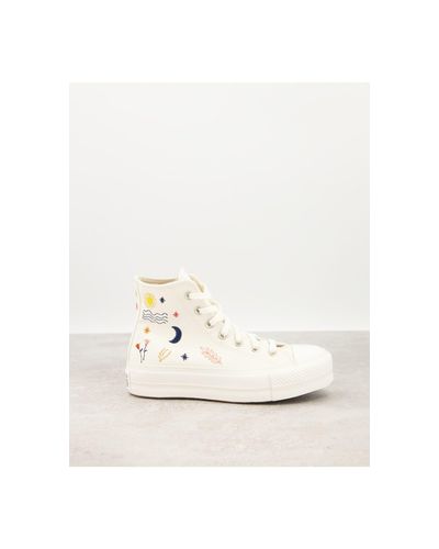 Zapatillas blanco hueso bordadas Chuck Taylor All Star Lift Converse de  Caucho | Lyst