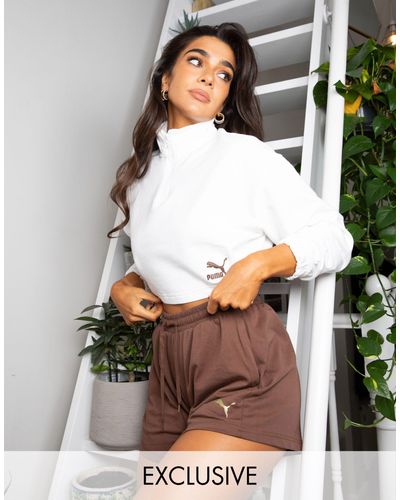 In esclusiva per ASOS - Training x Stef Fit - Pantaloncini ampi a vita alta  da 5 pollici, color marrone cioccolato di PUMA in Marrone | Lyst