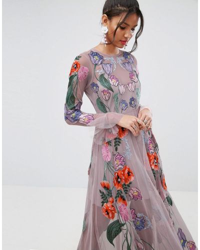 ASOS Synthetic Salon Embroidered Floral ...