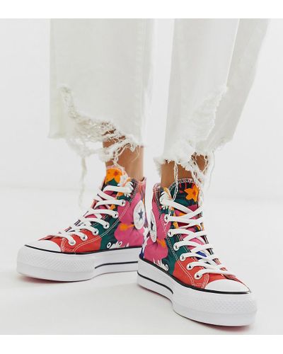 Zapatillas de deporte con estampado floral y plataforma Chuck Taylor  Converse de Caucho de color Rojo | Lyst