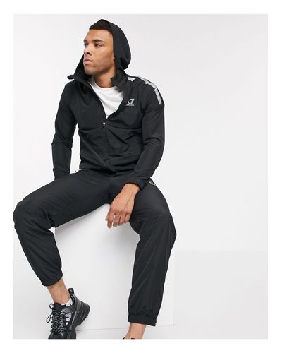 EA7 Armani Ventus 7 Contrast Logo Technical Tracksuit in Black for Men |  Lyst