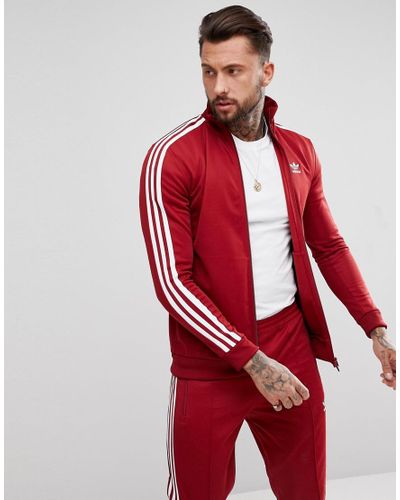 adidas beckenbauer jacket maroon