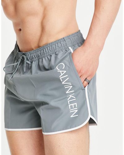 Calvin Klein Synthetic Short Runner Swim Shorts in Grey (Gray) for Men -  Lyst