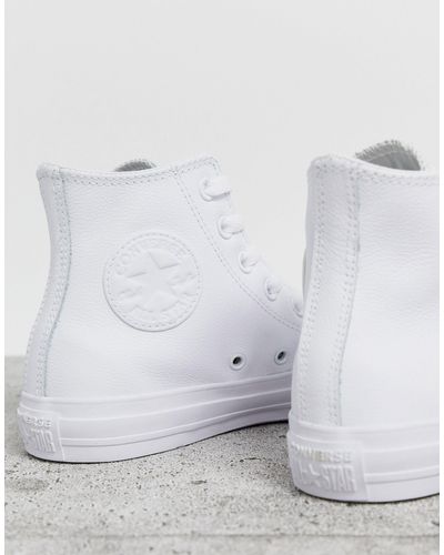 white monochrome high top converse
