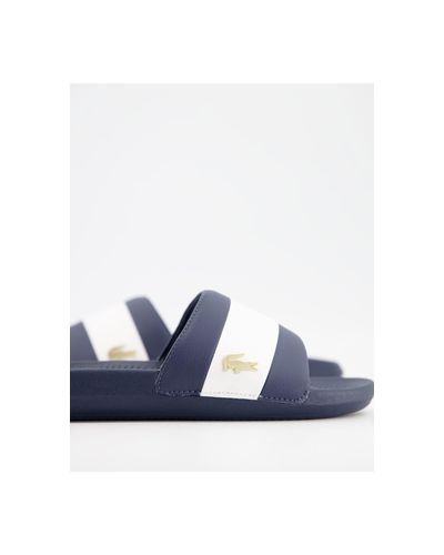 lacoste gold croc sliders