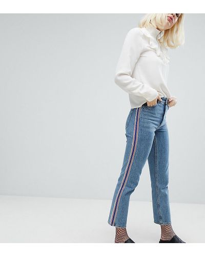 Monki Denim Side Stripe Mom Jeans in Blue | Lyst