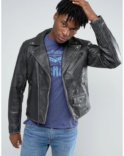 levi's black leather jacket
