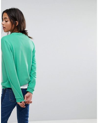 MAX&Co. Cotton French Terry Embroidered Sweatshirt in Green - Lyst