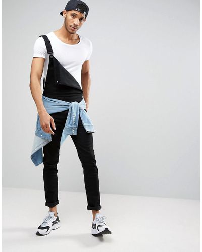 Dungarees Boohoo Black Denim Slim Fit Dungarees Mens Overalls Mens