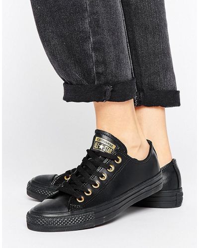white leather converse gold eyelets