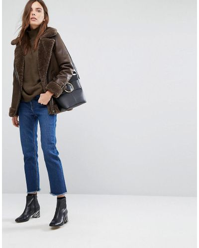 warehouse black aviator jacket