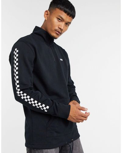 Vans Versa 1/4 Zip Checkerboard Sweatshirt in Black for Men | Lyst