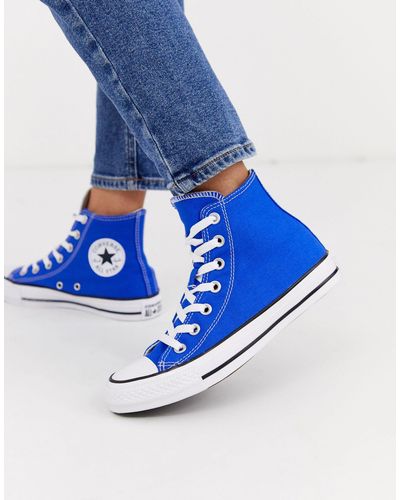 Converse Rubber Chuck Taylor All Star - Hoge Kobaltblauwe Sneakers in het  Blauw - Lyst