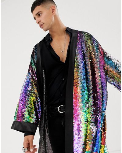 mens rainbow sequin jacket