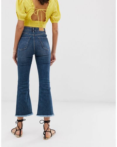 Jeans cropped a zampa autentici medi bluStradivarius in Denim di colore Blu  | Lyst