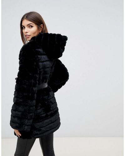 reversible vegan leather & faux fur puffer coat