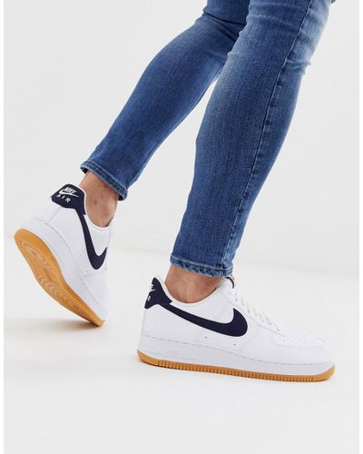 Zapatillas de deporte con logo en azul marino y suela de goma Air Force 1  Nike de Cuero de color Azul para hombre | Lyst