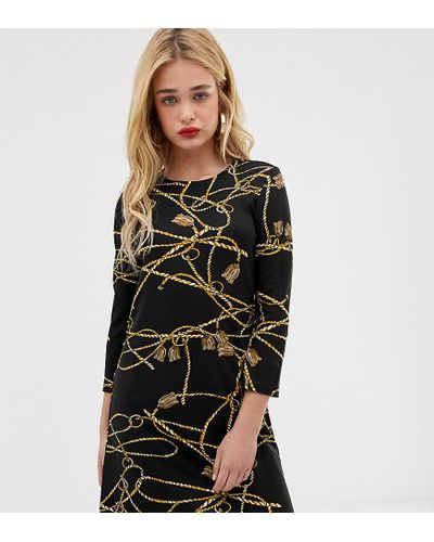 Vestido negro con estampado de cadenas Stradivarius de Denim de color Negro  | Lyst