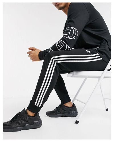 adidas Originals Synthetisch Superstar - Skinny joggingbroek Met 3-stripes  in het Zwart voor heren - Lyst