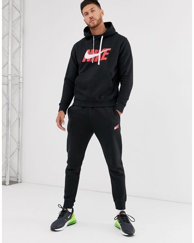 Nike Cotton Swoosh Logo Tracksuit in Black for Men | Lyst Australia