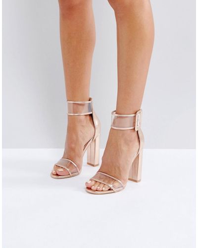 translucent strap block heel sandals