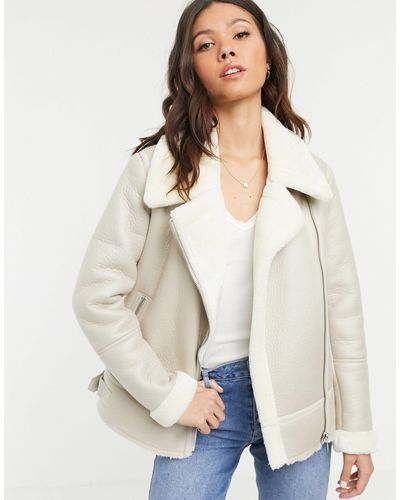 cream pu aviator jacket