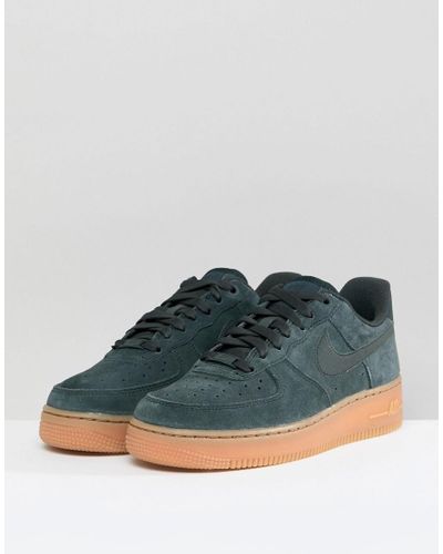 nike green air force 1 trainers with gum sole