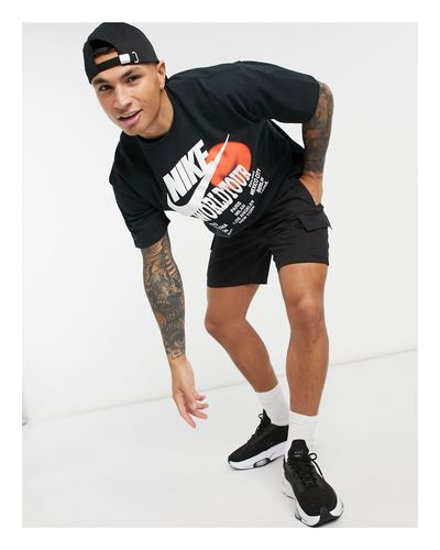 Nike World Tour Pack Graphic Oversized T-shirt in Black for Men - Lyst