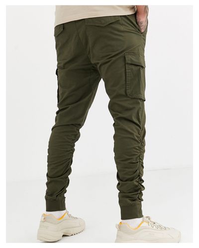 Pull&Bear Denim Join Life Cargo Trouser With Ruched Detailing in Green ...