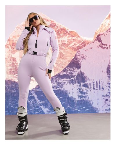 Tuta da sci aderente con cintura e cappuccio di ASOS 4505 in Viola | Lyst